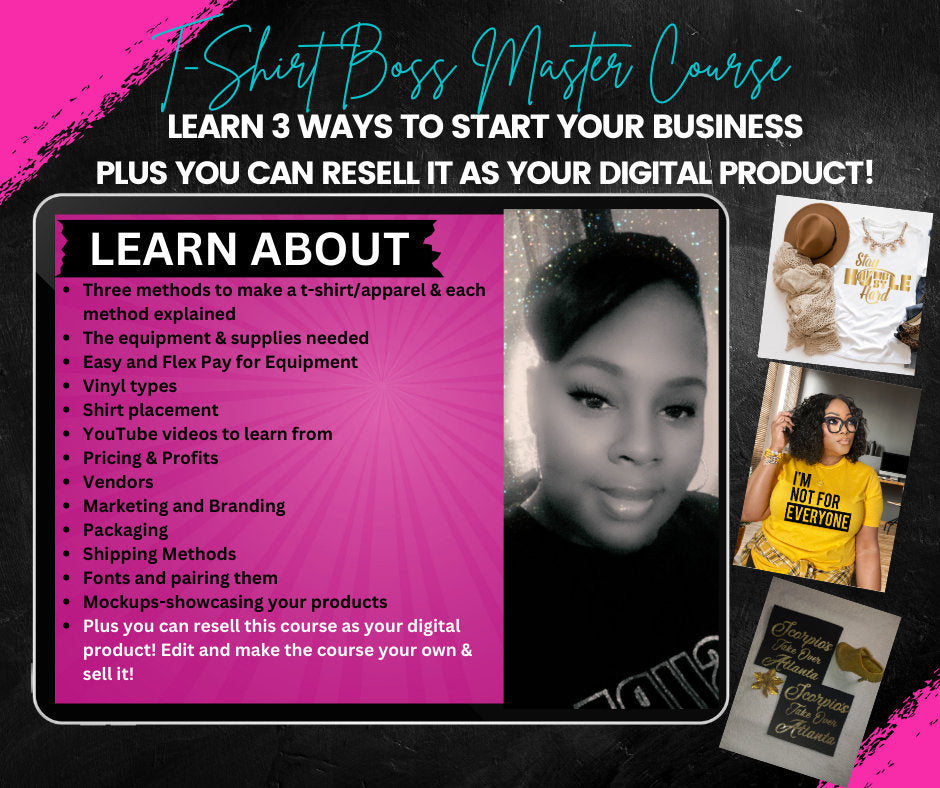 Done For You Tshirt Master Course Two In One Digital Product: Learn How to start a tshirt business and resell as your own digital product!